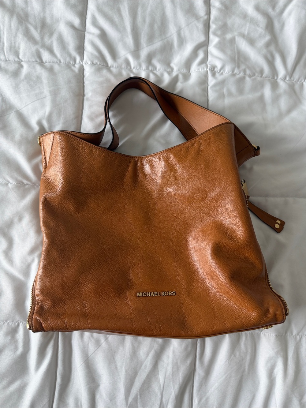 Michael Kors Cognac Leather Shoulder Bag